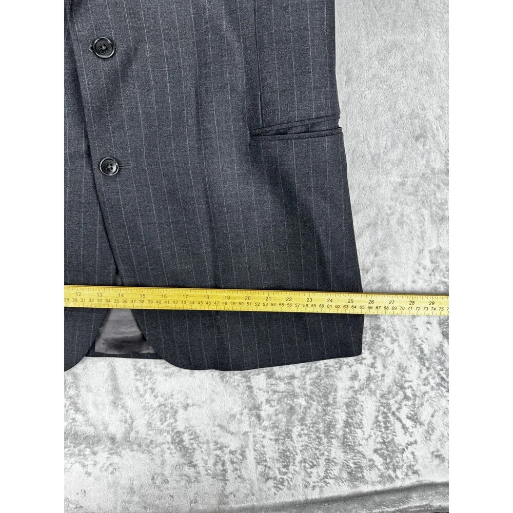 Brooks Brothers 346 Mens Blazer 48L Gray Pinstripe Wool Stretch Luxury